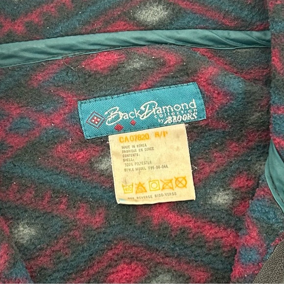 Vintage 90s Brooks AOP Geometric Full Zip Fleece Jacket Unisex Small - Picture 3 of 4